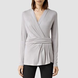All Saints long sleeve wrap shirt